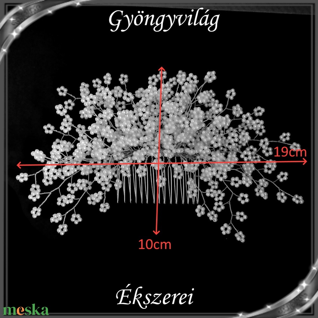 Ékszerek-hajdíszek, hajcsatok: Esküvői, menyasszonyi, alkalmi hajdísz S-H-FÉ17-19e - esküvő - hajdísz - fésűs hajdísz - Meska.hu