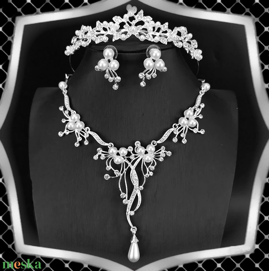 Ékszerek-szettek: Esküvői, menyasszonyi, alkalmi ékszer szett+tiara ES-SZT06-2  50 - esküvő - hajdísz - fésűs hajdísz - Meska.hu