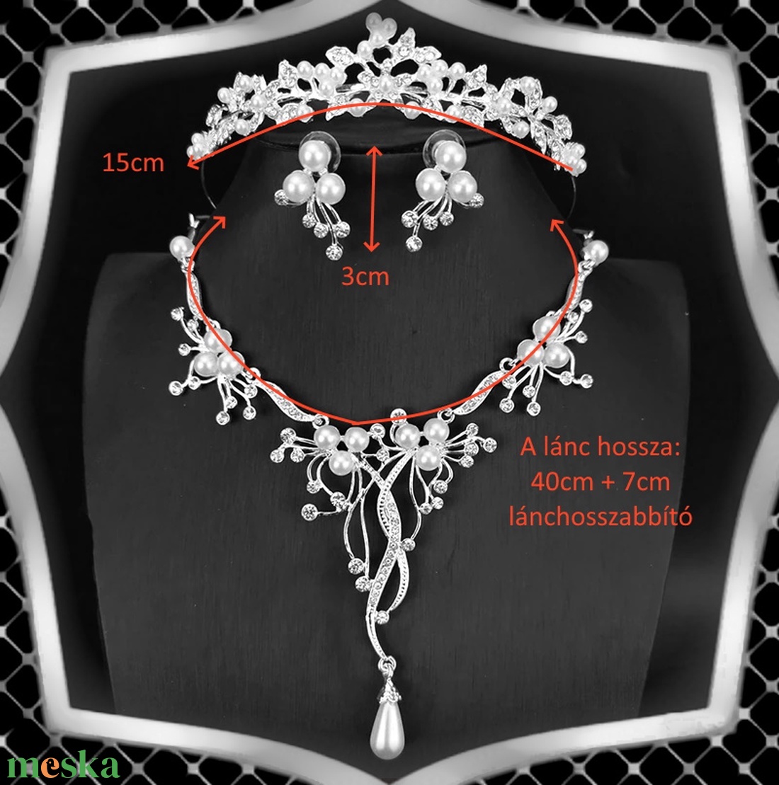 Ékszerek-szettek: Esküvői, menyasszonyi, alkalmi ékszer szett+tiara ES-SZT06-2  50 - esküvő - hajdísz - fésűs hajdísz - Meska.hu