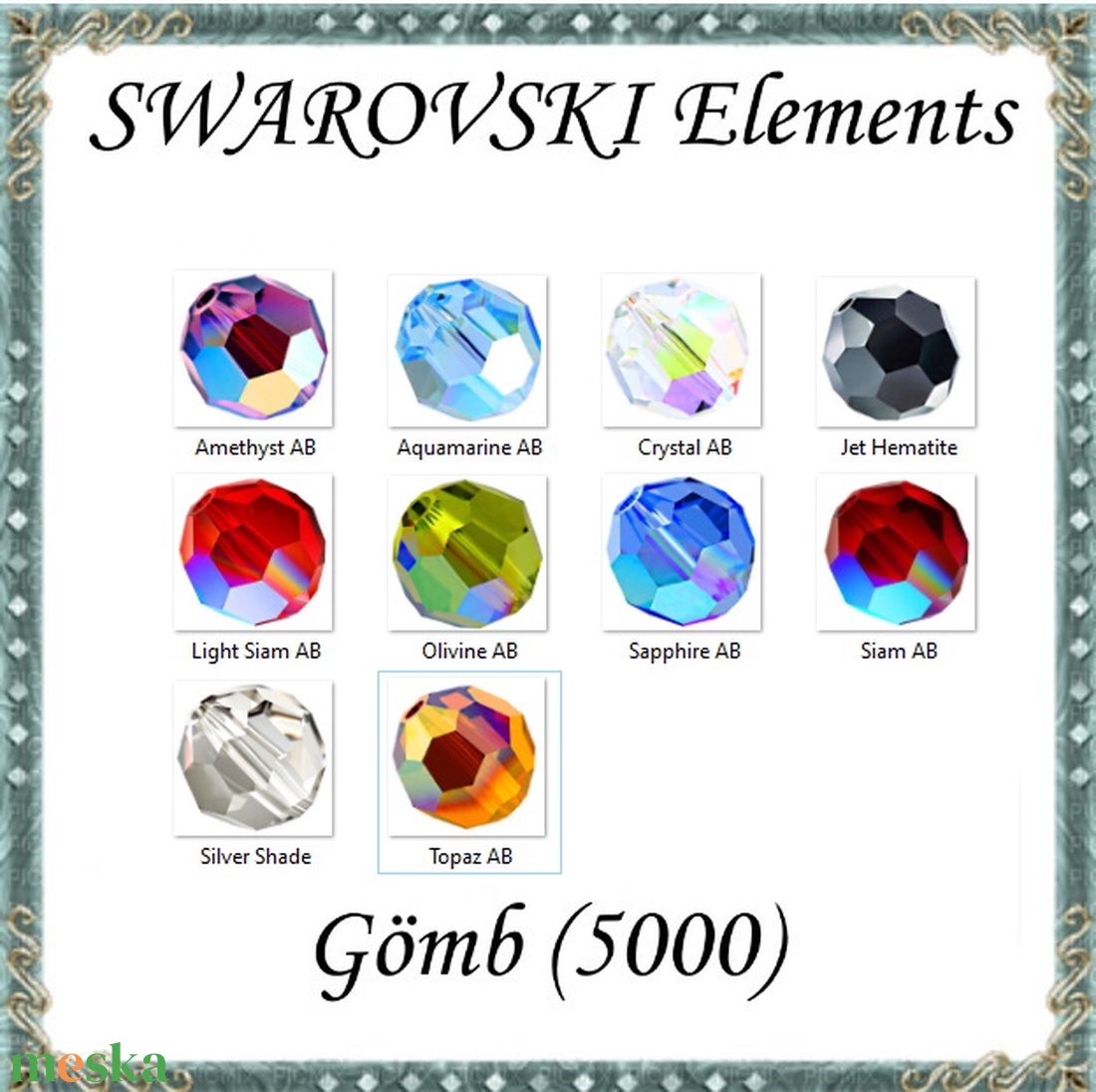 Swarovski kristály gyöngy: SW5000-6 AB gömb 6mm-es AB bevonatos több színben - kellékek & szerszámok - gyöngyfűzés kellékek - swarovski kristályok - Meska.hu Swarovski kristály gyöngy: SW5000-6 AB gömb 6mm-es AB bevonatos több színben - kellékek & szerszámok - gyöngyfűzés kellékek - swarovski kristályok - Meska.hu