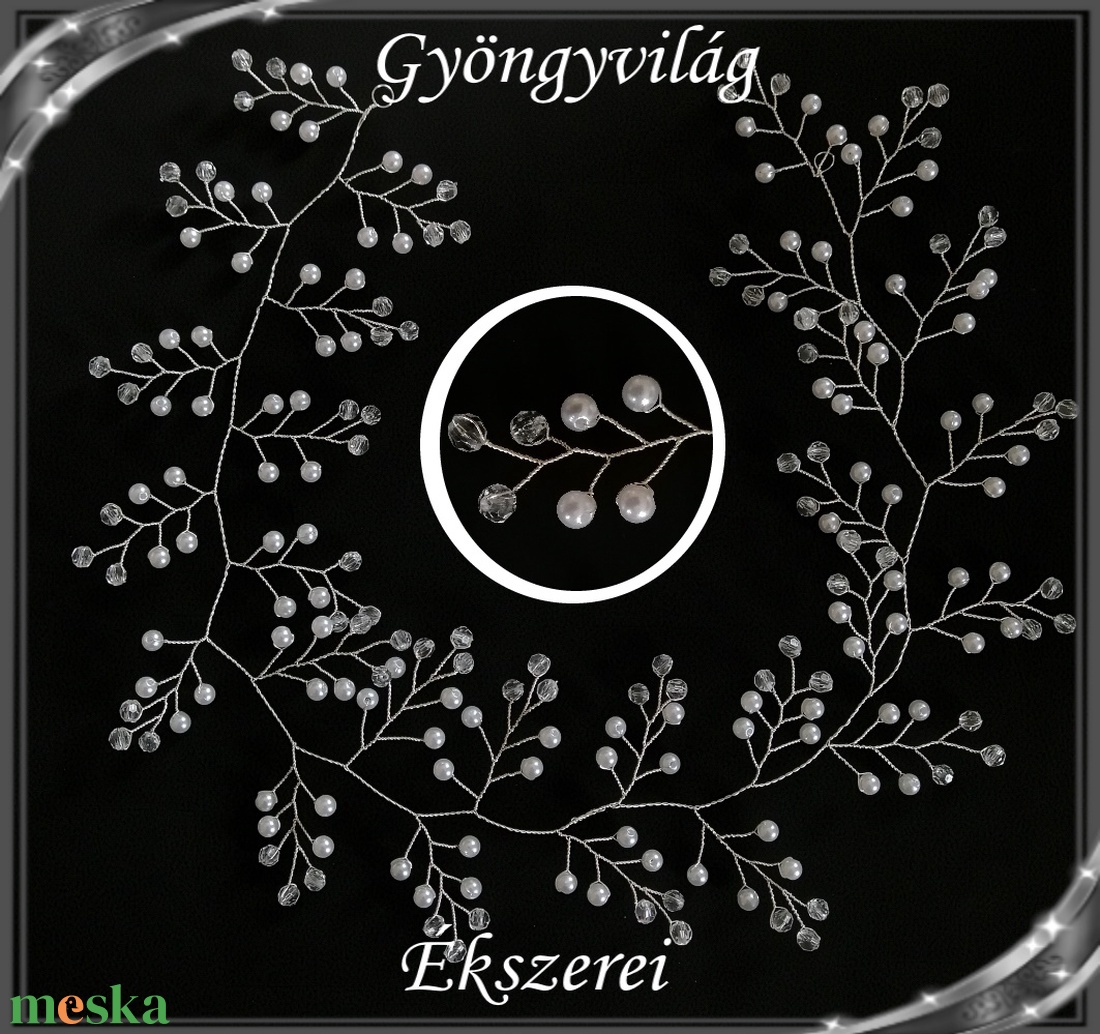 Ékszerek-hajdíszek, hajcsatok: Esküvői, menyasszonyi, alkalmi hajdísz S-H-FÜ05-35e - esküvő - hajdísz - kontydísz & hajdísz - Meska.hu