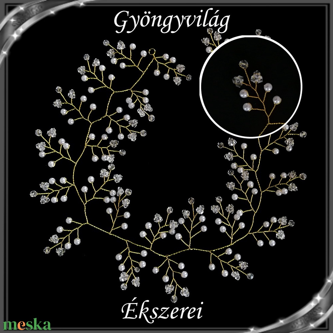 Ékszerek-hajdíszek, hajcsatok: Esküvői, menyasszonyi, alkalmi hajdísz S-H-FÜ05-02-60a - esküvő - hajdísz - kontydísz & hajdísz - Meska.hu