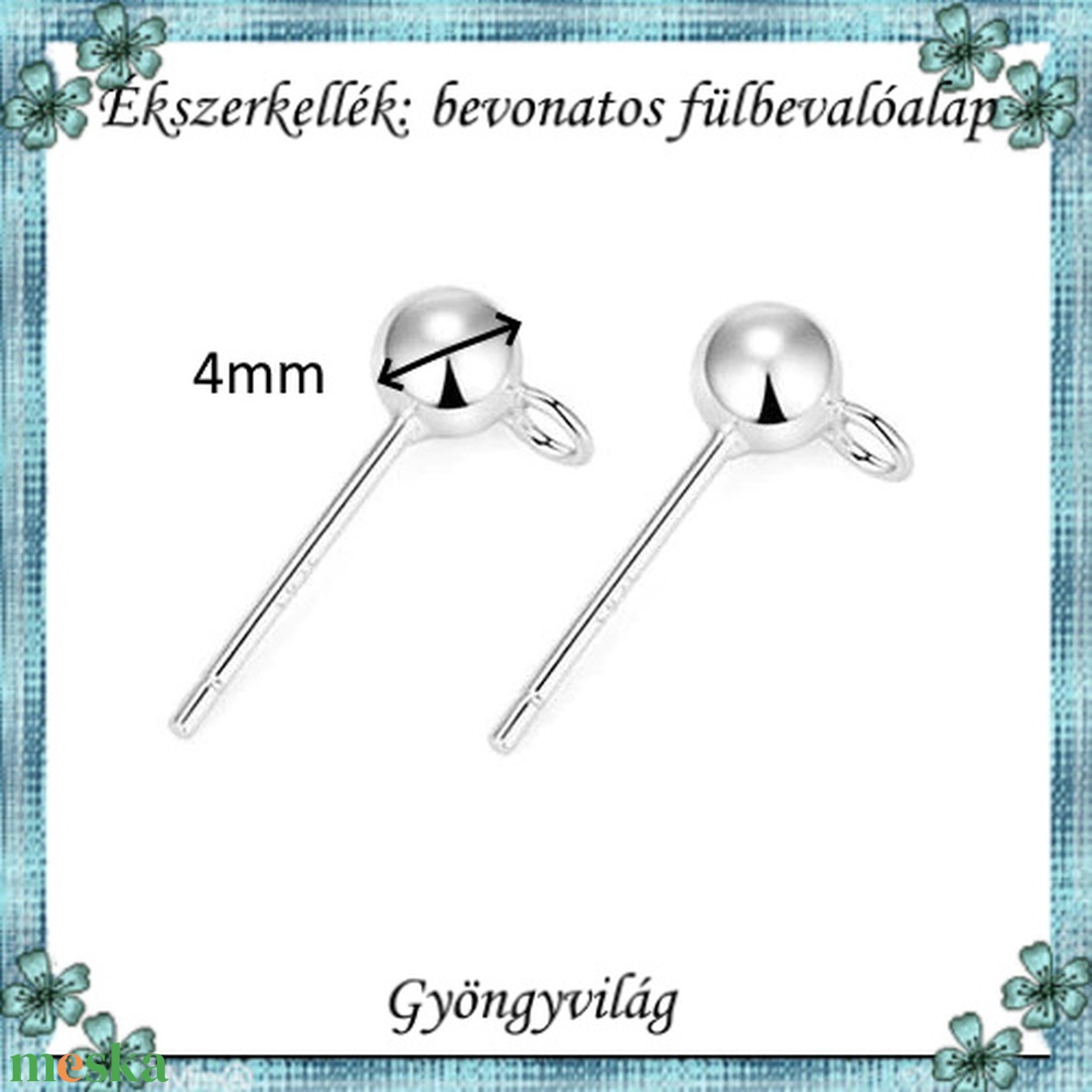Ezüstel bevont ékszerkellék: fülbevaló alap E925-FK26 5pár/cs - gyöngy, ékszerkellék - egyéb alkatrész - Meska.hu Ezüstel bevont ékszerkellék: fülbevaló alap E925-FK26 5pár/cs - gyöngy, ékszerkellék - egyéb alkatrész - Meska.hu