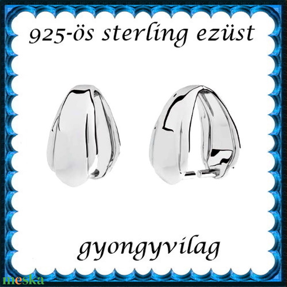 925-ös sterling ezüst ékszerkellék: medáltartó, medálkapocs EMK 115e - gyöngy, ékszerkellék - egyéb alkatrész - Meska.hu