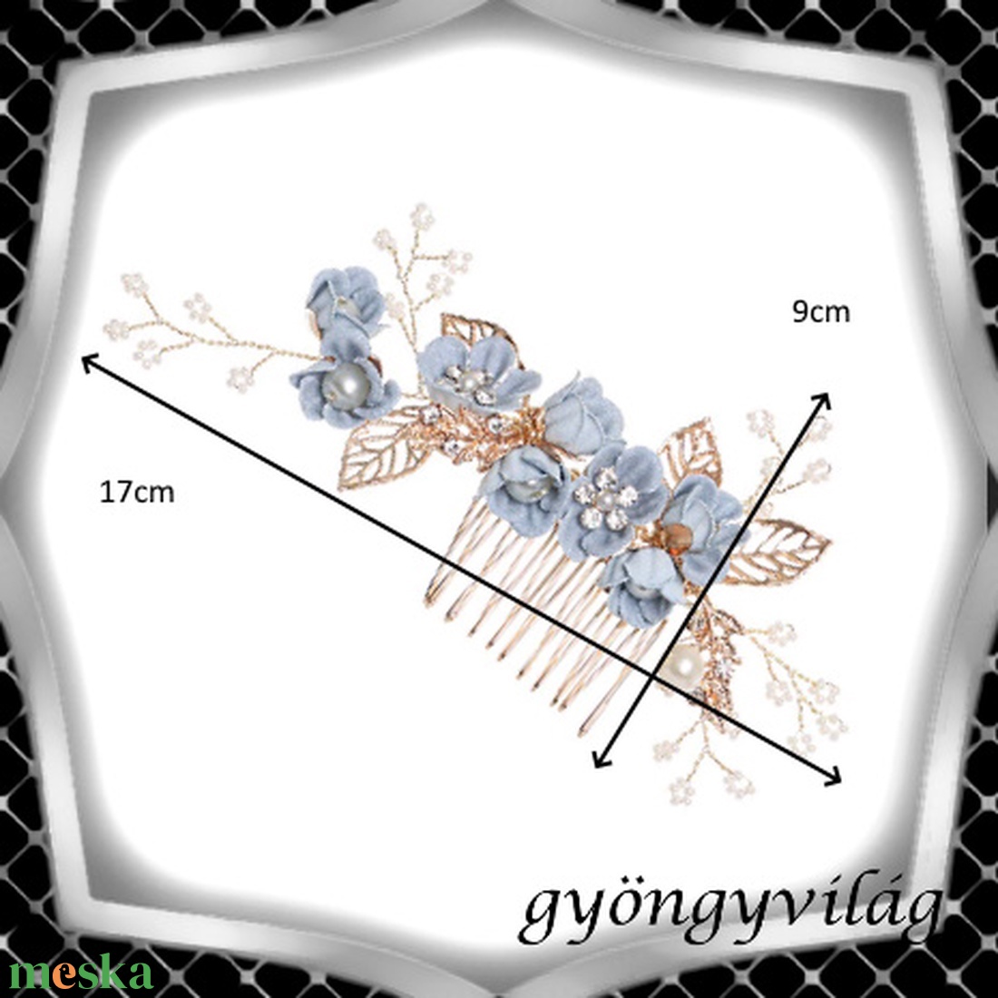 Ékszerek-hajdíszek, hajcsatok: Esküvői, menyasszonyi, alkalmi hajdísz ES-H-FÉ63a kék - esküvő - hajdísz - fésűs hajdísz - Meska.hu