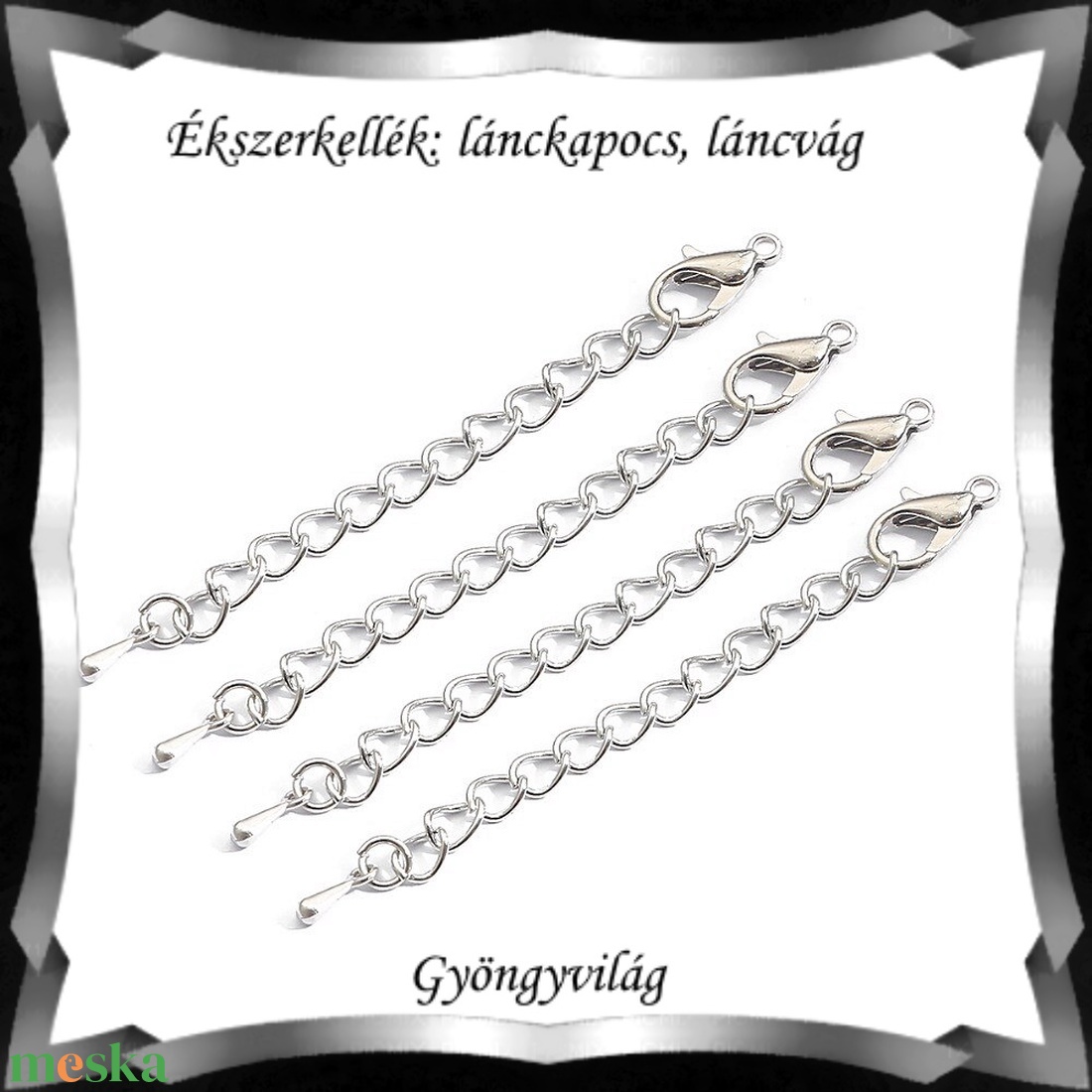 Ékszerkellék: lánckapocs BLK-V-20-5e + láncosszabbító 4 db szett - gyöngy, ékszerkellék - egyéb alkatrész - Meska.hu Ékszerkellék: lánckapocs BLK-V-20-5e + láncosszabbító 4 db szett - gyöngy, ékszerkellék - egyéb alkatrész - Meska.hu