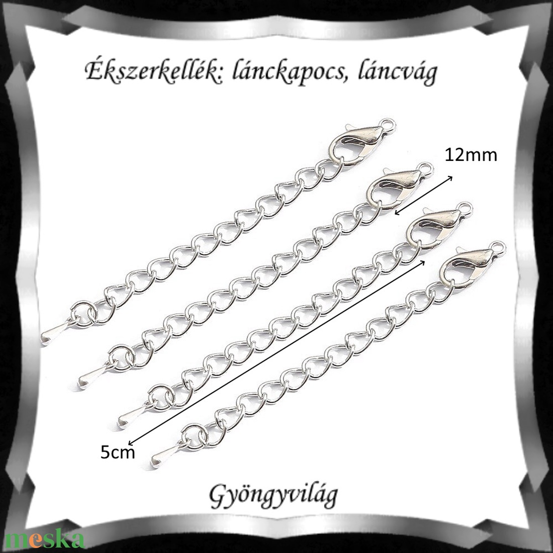 Ékszerkellék: lánckapocs BLK-V-20-5e + láncosszabbító 4 db szett - gyöngy, ékszerkellék - egyéb alkatrész - Meska.hu Ékszerkellék: lánckapocs BLK-V-20-5e + láncosszabbító 4 db szett - gyöngy, ékszerkellék - egyéb alkatrész - Meska.hu