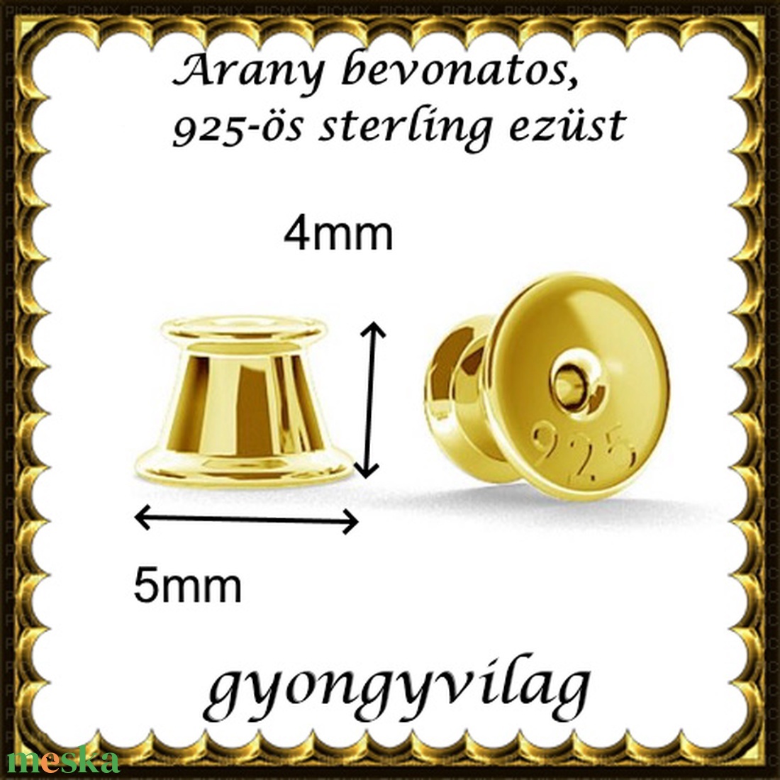 925-ös sterling ezüst ékszerkellék: fülbevalóalap bedugós EFK B 51g vég - kellékek & szerszámok - gyöngyfűzés kellékek - egyéb alkatrész - Meska.hu