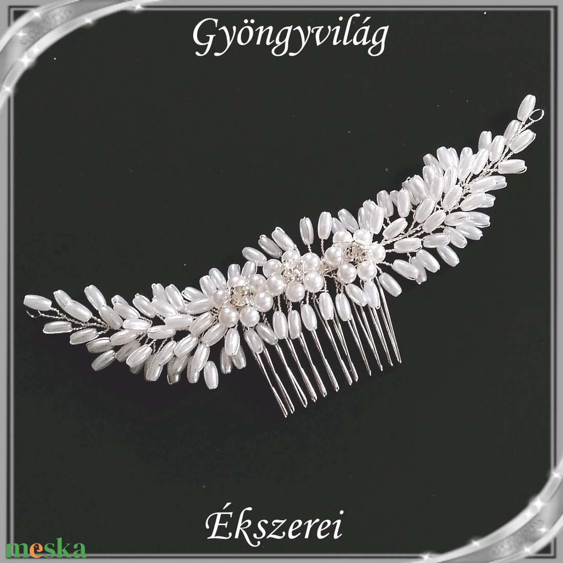 Ékszerek-hajdíszek, hajcsatok: Esküvői, menyasszonyi, alkalmi hajdísz S-H-FÉ19e - esküvő - hajdísz - fésűs hajdísz - Meska.hu