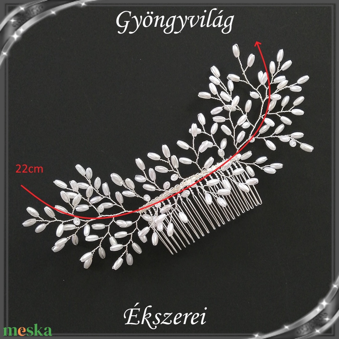 Ékszerek-hajdíszek, hajcsatok: Esküvői, menyasszonyi, alkalmi hajdísz S-H-FÉ21-3ae fehér-piros  2db-os szett - esküvő - hajdísz - fésűs hajdísz - Meska.hu