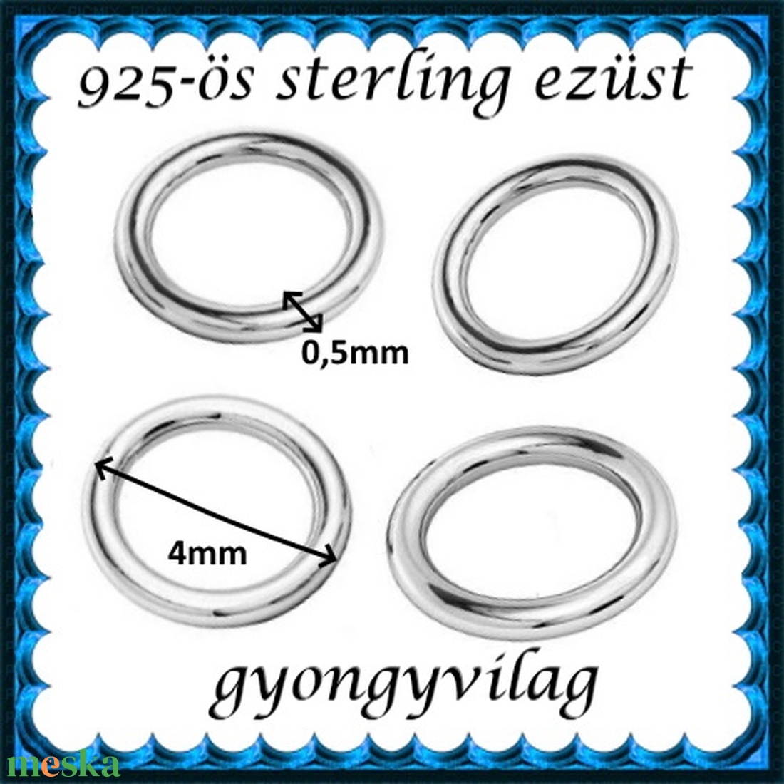 925-ös sterling ezüst ékszerkellék: karika zárt ESZK Z 4 x 0,5mm 4db/csomag - gyöngy, ékszerkellék - egyéb alkatrész - Meska.hu 925-ös sterling ezüst ékszerkellék: karika zárt ESZK Z 4 x 0,5mm 4db/csomag - gyöngy, ékszerkellék - egyéb alkatrész - Meska.hu