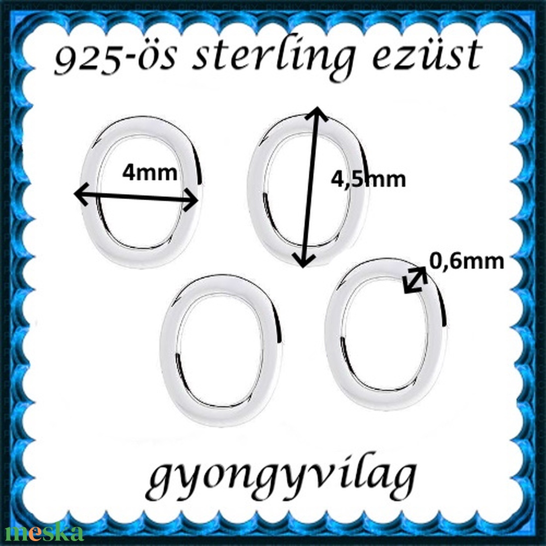 925-ös sterling ezüst ékszerkellék: karika zárt ovális ESZK ZO 4x4,5x0,5mm 4db/csomag - gyöngy, ékszerkellék - egyéb alkatrész - Meska.hu 925-ös sterling ezüst ékszerkellék: karika zárt ovális ESZK ZO 4x4,5x0,5mm 4db/csomag - gyöngy, ékszerkellék - egyéb alkatrész - Meska.hu