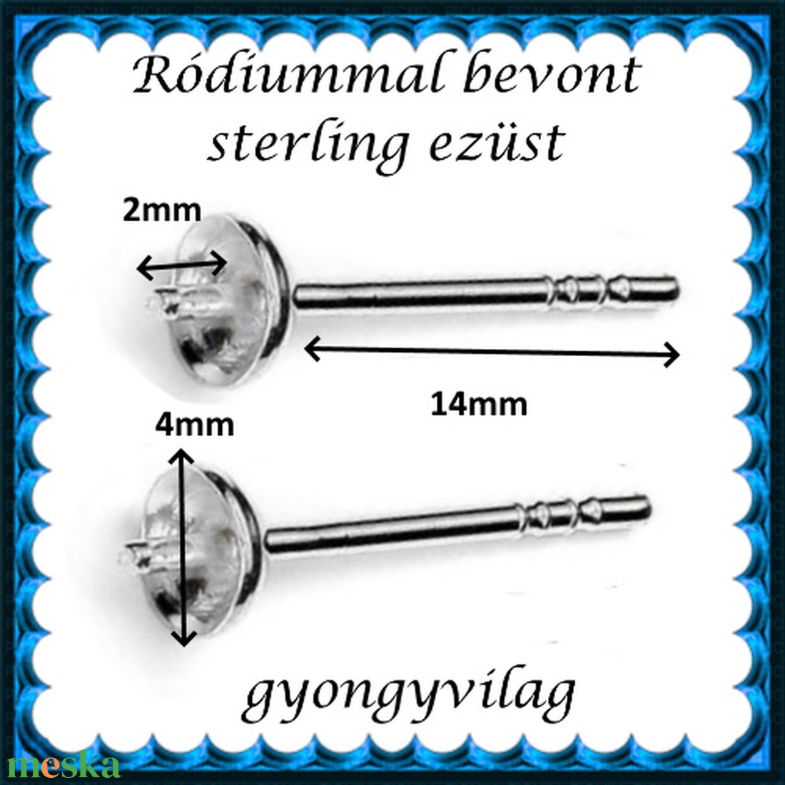925-ös sterling ezüst ékszerkellék: fülbevaló kapocs, bedugós EFK B 12-4R - kellékek & szerszámok - ékszerkellék - fülbevaló kapocs - Meska.hu