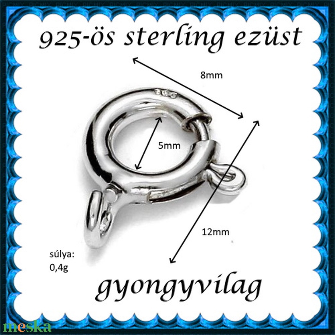 925-ös sterling ezüst ékszerkellék: lánckalocs  ELK 1S 12-8 - gyöngy, ékszerkellék - egyéb alkatrész - Meska.hu