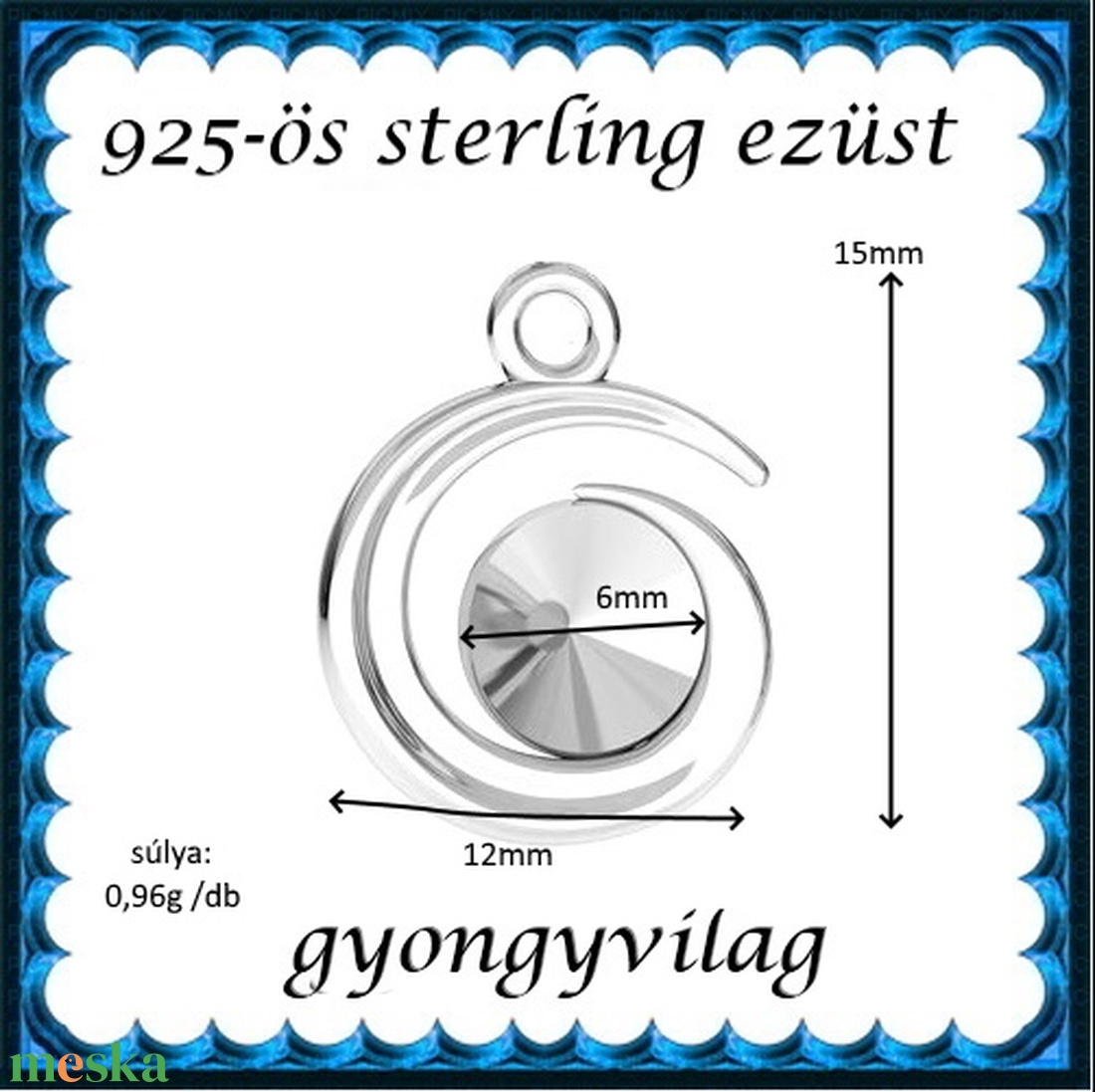 925-ös sterling ezüst ékszerkellék: medál / pandora / fityegő EMTÉ23 - kellékek & szerszámok - gyöngyfűzés kellékek - cabochon - Meska.hu 925-ös sterling ezüst ékszerkellék: medál / pandora / fityegő EMTÉ23 - kellékek & szerszámok - gyöngyfűzés kellékek - cabochon - Meska.hu