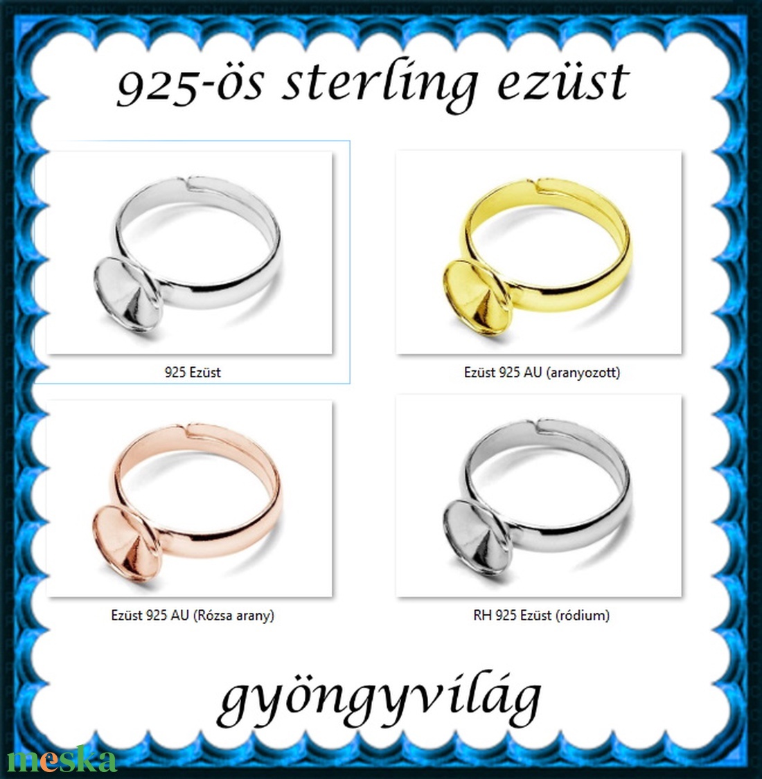 925-ös sterling ezüst gyűrű alap EGY 05-10 állítható méret - kellékek & szerszámok - ékszerkellék - gyűrűalap - Meska.hu 925-ös sterling ezüst gyűrű alap EGY 05-10 állítható méret - kellékek & szerszámok - ékszerkellék - gyűrűalap - Meska.hu