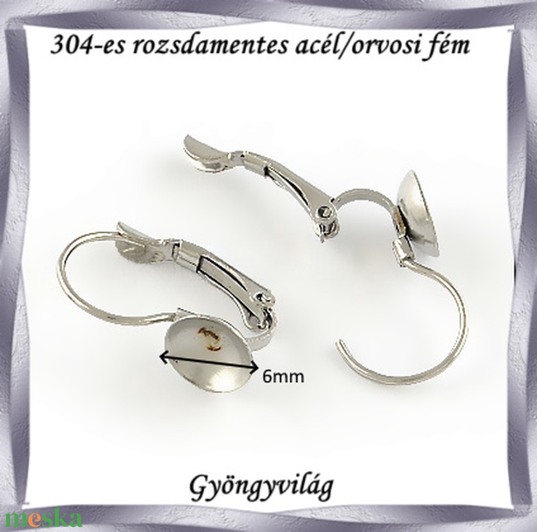 304 Nemes acél ékszerkellék: fülbevaló alap NAFK 07-6 1pár/cs - gyöngy, ékszerkellék - egyéb alkatrész - Meska.hu 304 Nemes acél ékszerkellék: fülbevaló alap NAFK 07-6 1pár/cs - gyöngy, ékszerkellék - egyéb alkatrész - Meska.hu