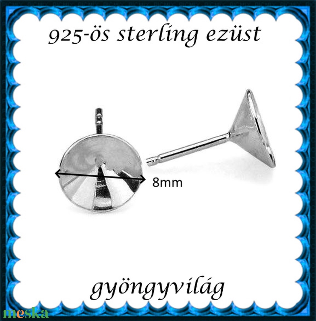 925-ös sterling ezüst ékszerkellék: fülbevaló kapocs, bedugós EFK B 28-8 - kellékek & szerszámok - ékszerkellék - fülbevaló kapocs - Meska.hu