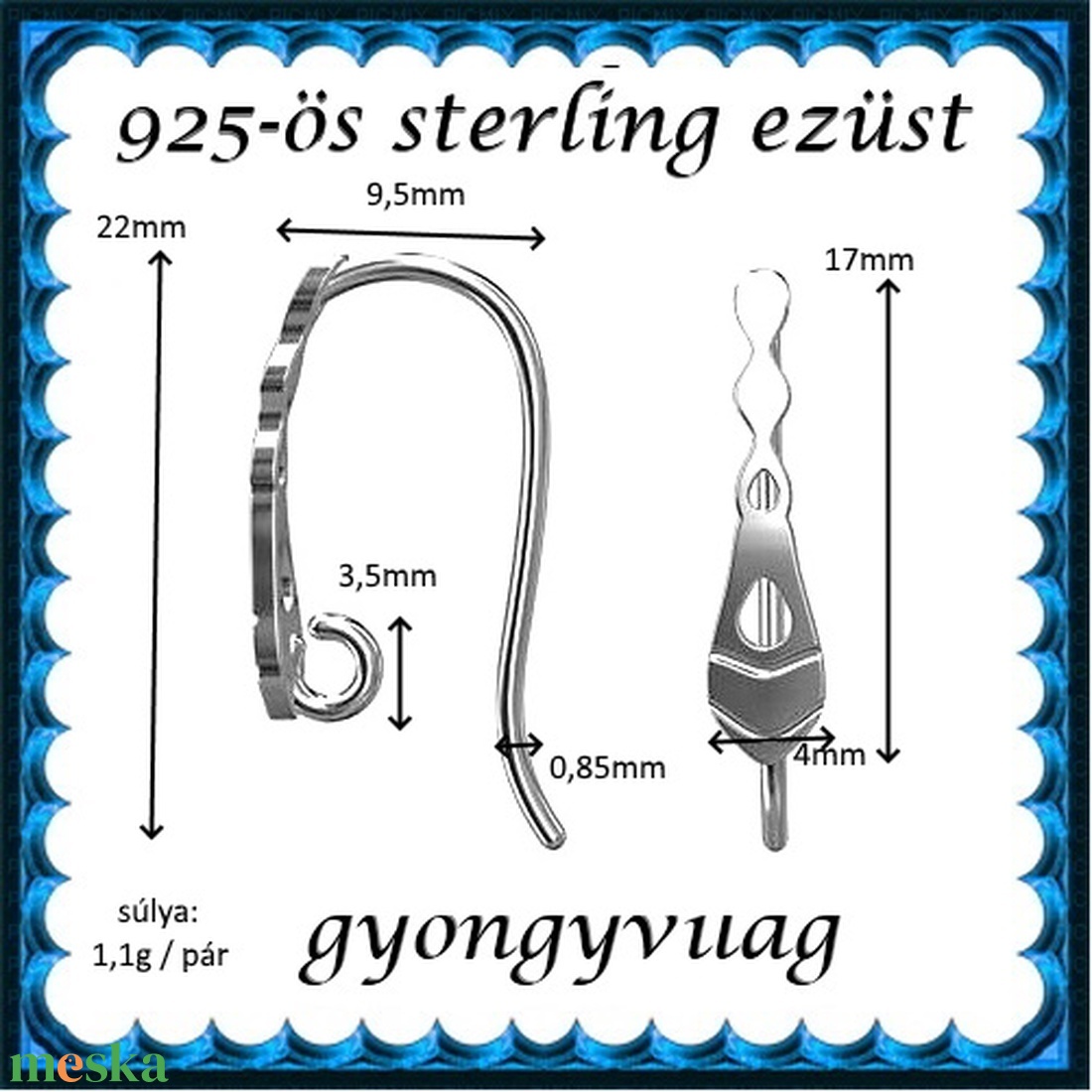 925-ös sterling ezüst ékszerkellék: fülbevaló kapocs, akasztós EFK A 79 - kellékek & szerszámok - ékszerkellék - fülbevaló kapocs - Meska.hu 925-ös sterling ezüst ékszerkellék: fülbevaló kapocs, akasztós EFK A 79 - kellékek & szerszámok - ékszerkellék - fülbevaló kapocs - Meska.hu
