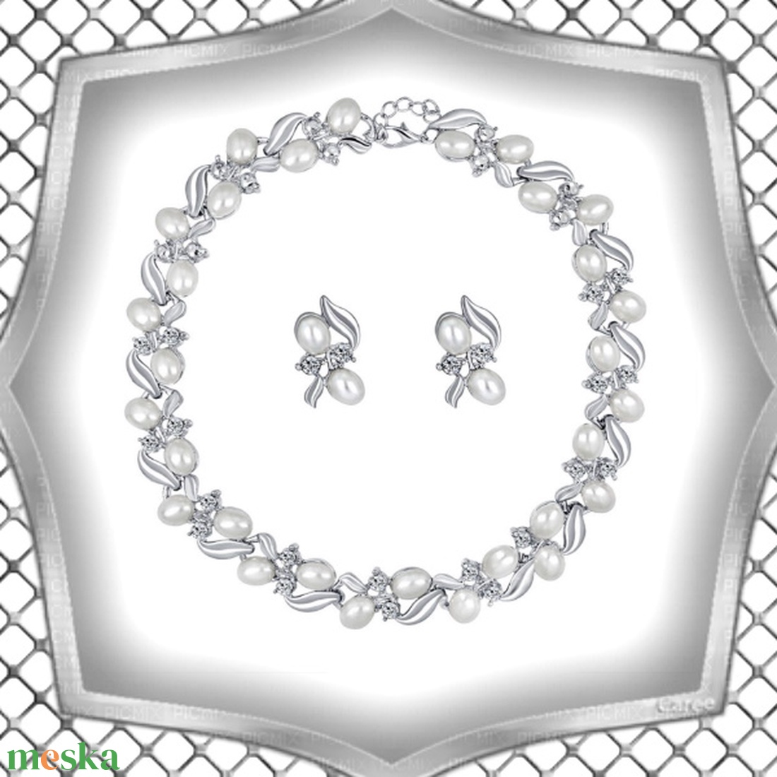 Ékszerek-szettek: Esküvői, menyasszonyi, alkalmi ékszer szett, ES-SZÉ10e f - esküvő - ékszer - ékszerszett - Meska.hu