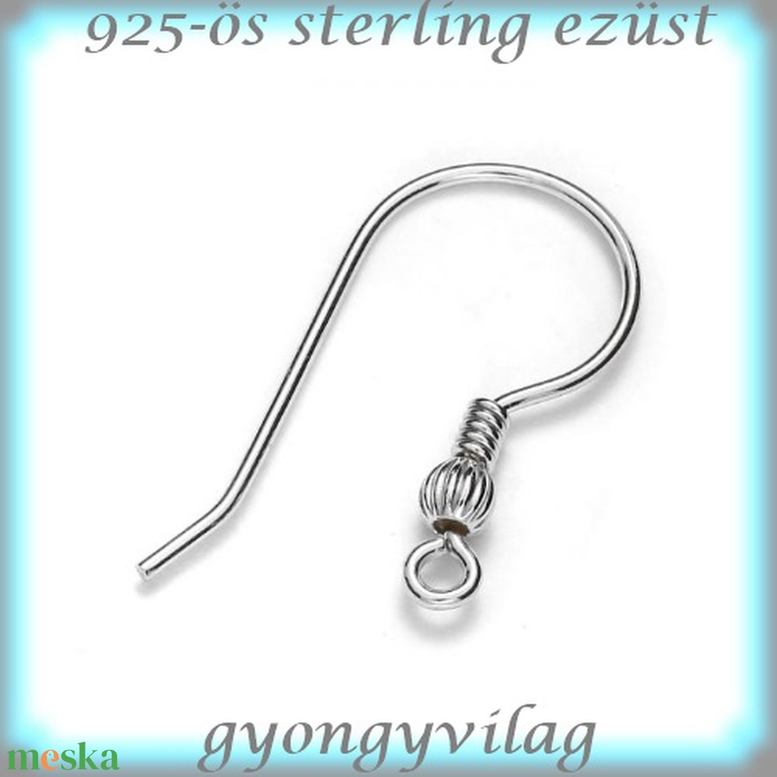 925-ös sterling ezüst ékszerkellék: fülbevaló kapocs, akasztós EFK A 65-2 - gyöngy, ékszerkellék - egyéb alkatrész - Meska.hu