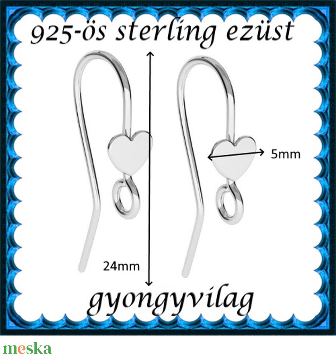 925-ös sterling ezüst ékszerkellék: fülbevalóalap akasztós EFK A 98 - kellékek & szerszámok - gyöngyfűzés kellékek - egyéb alkatrész - Meska.hu 925-ös sterling ezüst ékszerkellék: fülbevalóalap akasztós EFK A 98 - kellékek & szerszámok - gyöngyfűzés kellékek - egyéb alkatrész - Meska.hu