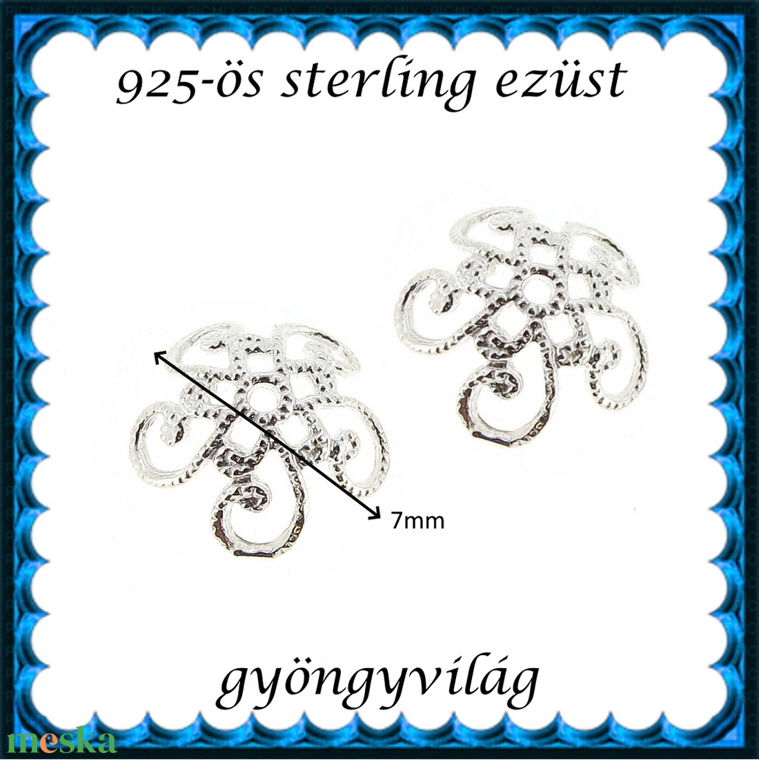 925-ös sterling ezüst ékszerkellék: gyöngykupak EGYK 05-7 - gyöngy, ékszerkellék - fém köztesek - Meska.hu