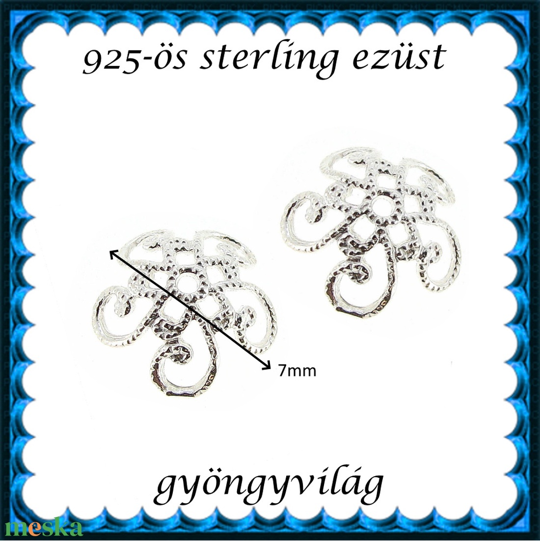 925-ös sterling ezüst ékszerkellék: gyöngykupak EGYK 05-7 - kellékek & szerszámok - gyöngyfűzés kellékek - gyöngykupak - Meska.hu