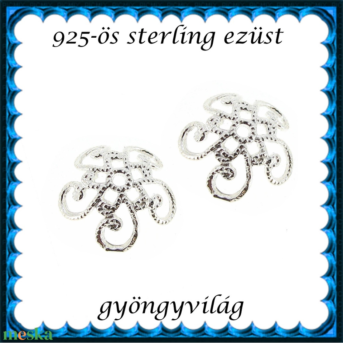 925-ös sterling ezüst ékszerkellék: gyöngykupak EGYK 05-7 - gyöngy, ékszerkellék - fém köztesek - Meska.hu