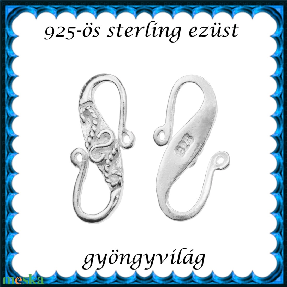 925-ös ezüst S lánckapocs ELK S 04 - kellékek & szerszámok - gyöngyfűzés kellékek - egyéb alkatrész - Meska.hu