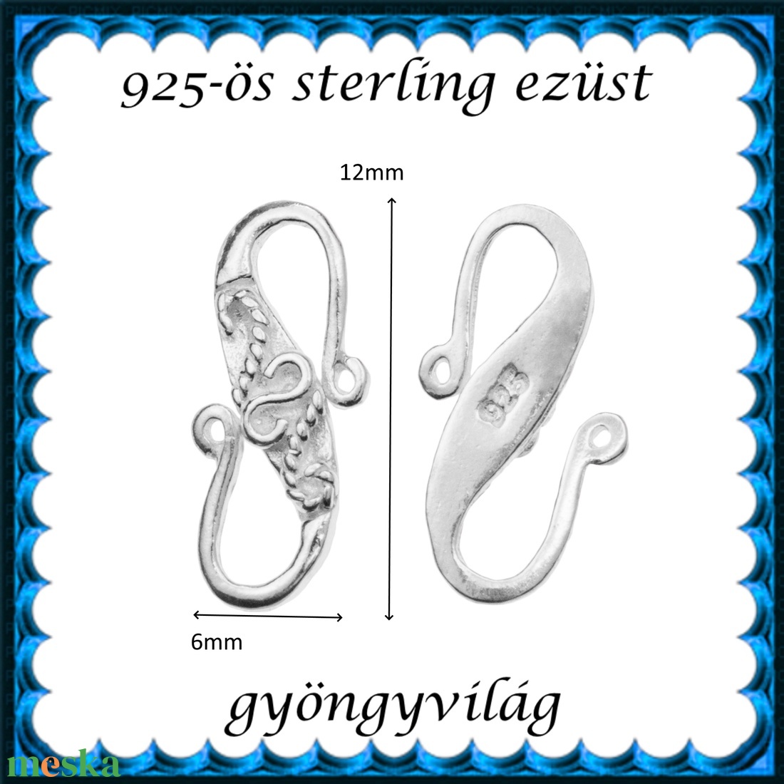 925-ös ezüst S lánckapocs ELK S 04 - kellékek & szerszámok - gyöngyfűzés kellékek - egyéb alkatrész - Meska.hu