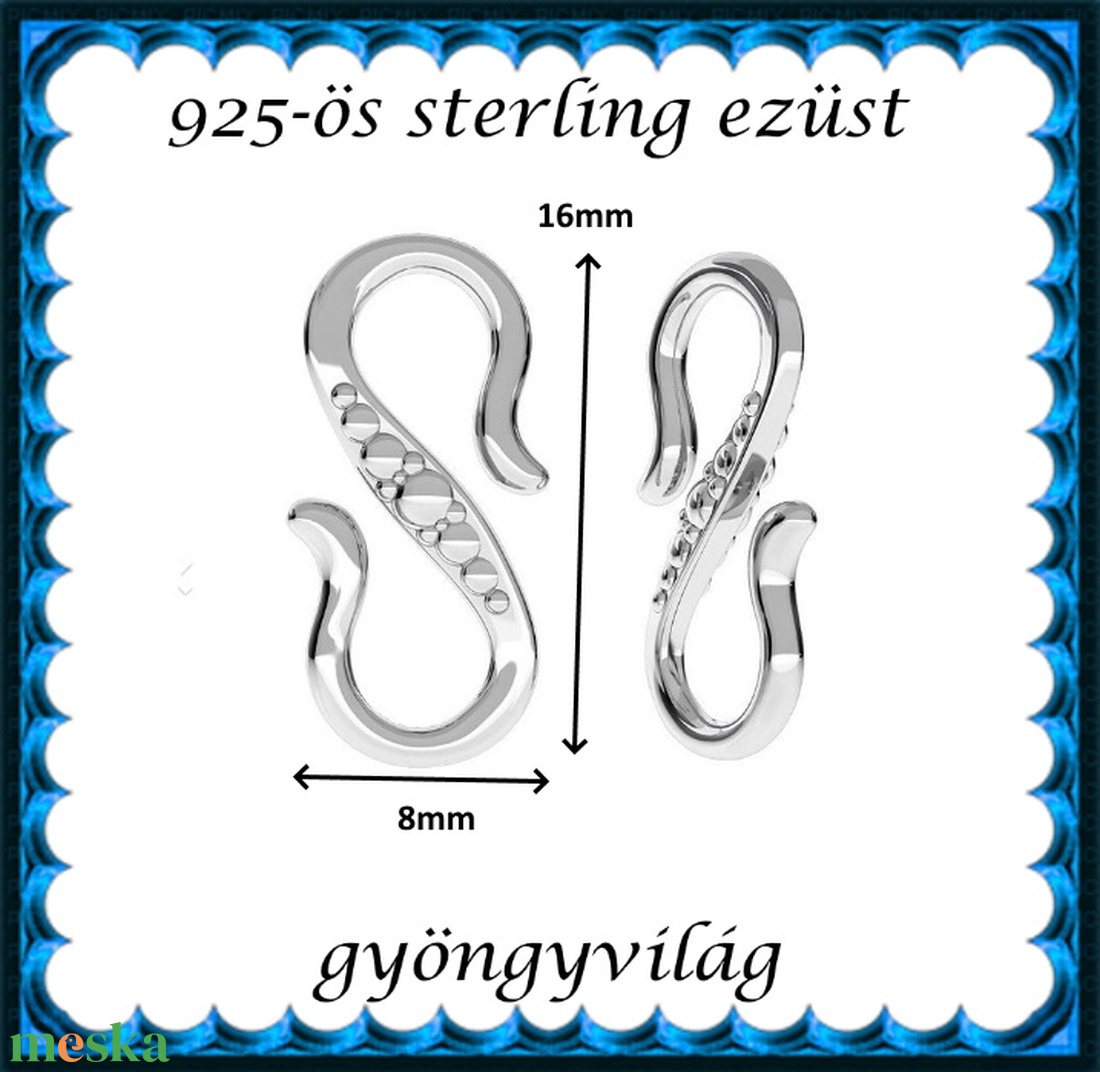 925-ös ezüst S lánckapocs ELK S 09 - kellékek & szerszámok - gyöngyfűzés kellékek - egyéb alkatrész - Meska.hu