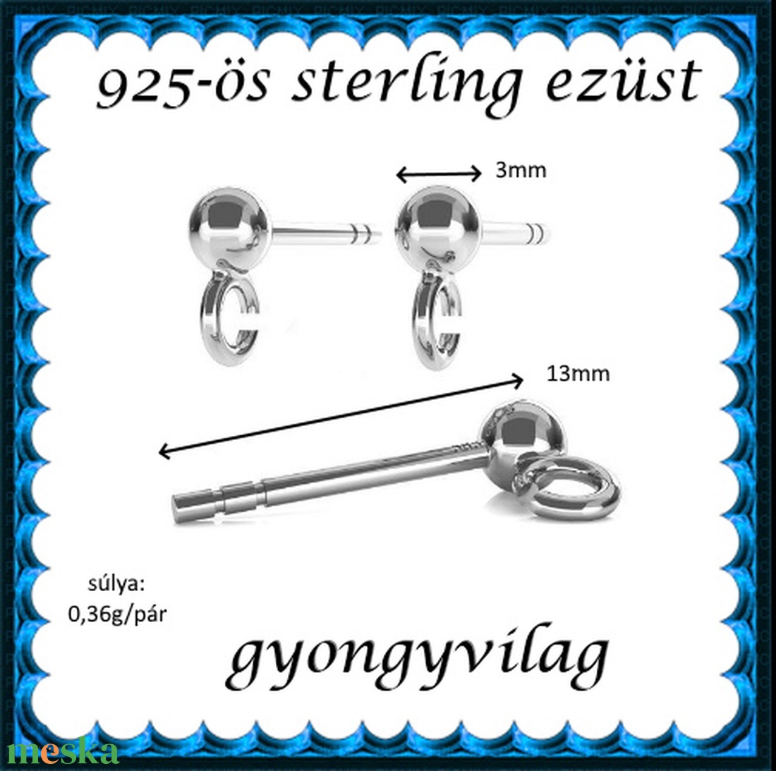 925-ös sterling ezüst ékszerkellék: fülbevaló kapocs, bedugós EFK B 01-1-3 - kellékek & szerszámok - ékszerkellék - fülbevaló kapocs - Meska.hu 925-ös sterling ezüst ékszerkellék: fülbevaló kapocs, bedugós EFK B 01-1-3 - kellékek & szerszámok - ékszerkellék - fülbevaló kapocs - Meska.hu