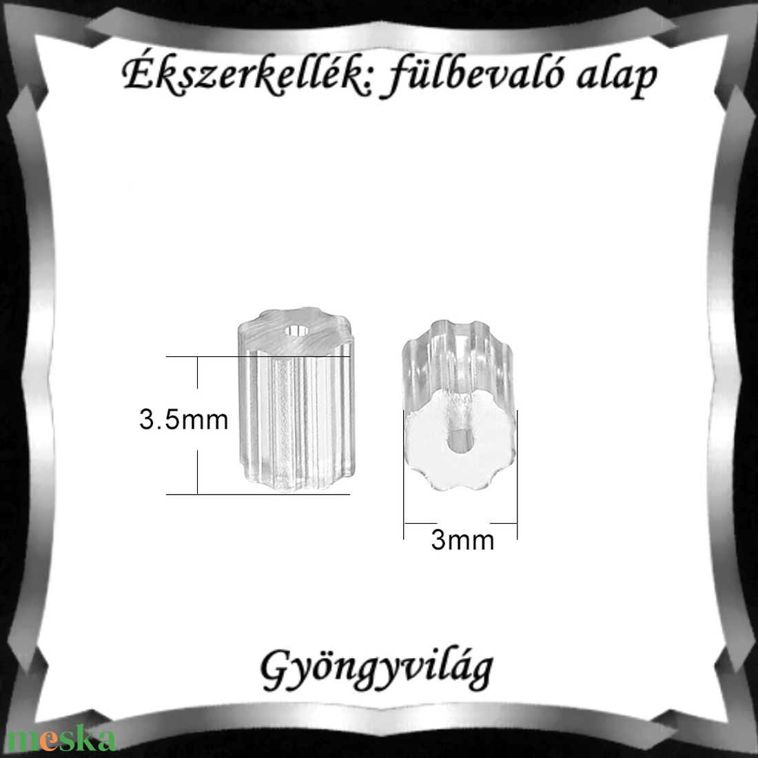 Ékszerkellék: fülbevaló vég/shift BFK-SZ 06 3x3,5 szilikon 50db - kellékek & szerszámok - gyöngyfűzés kellékek - egyéb alkatrész - Meska.hu Ékszerkellék: fülbevaló vég/shift BFK-SZ 06 3x3,5 szilikon 50db - kellékek & szerszámok - gyöngyfűzés kellékek - egyéb alkatrész - Meska.hu