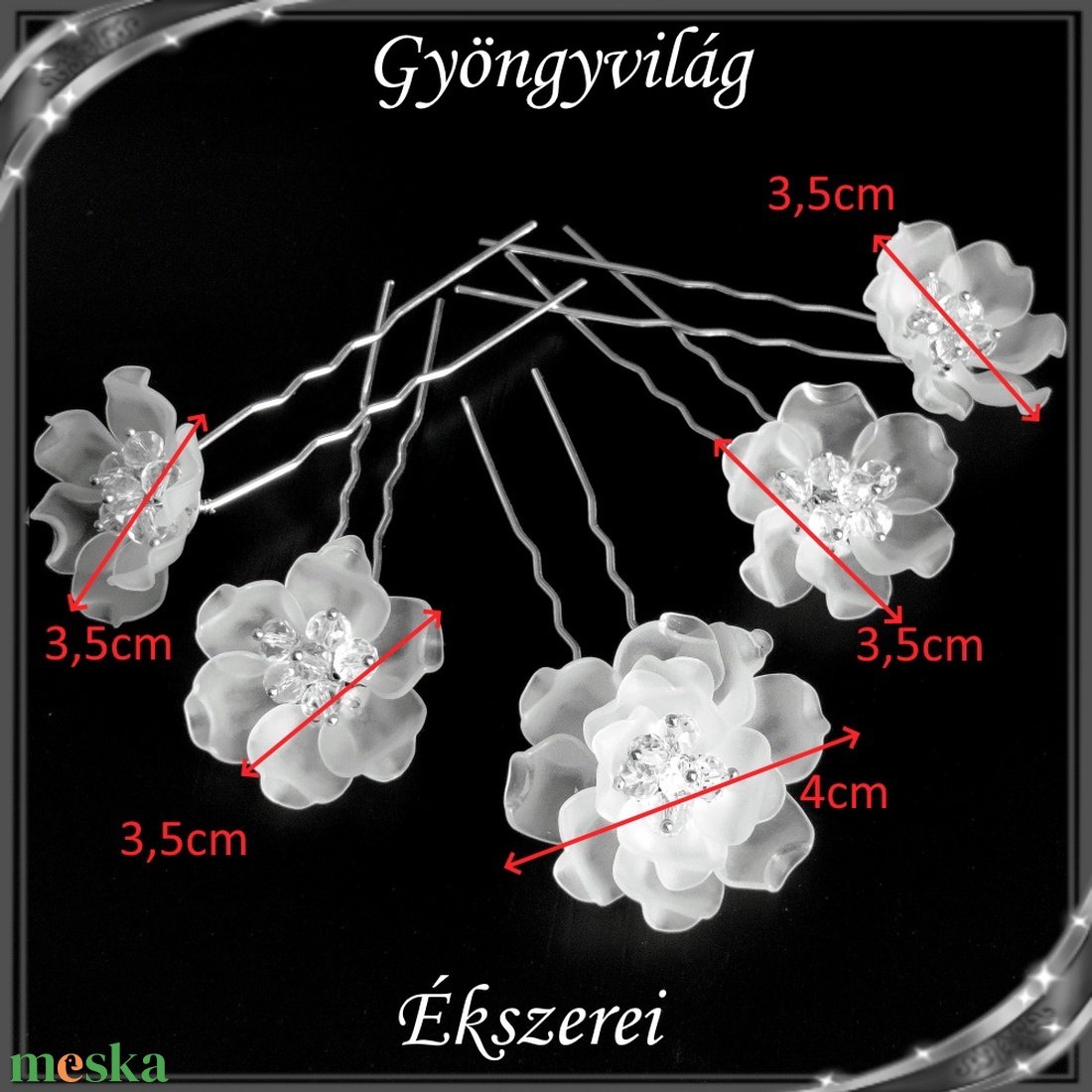 Ékszerek-hajdíszek, hajcsatok: Esküvői, menyasszonyi, alkalmi hajdísz S-H-TŰ02-5e 5db/csomag - esküvő - hajdísz - kontydísz & hajdísz - Meska.hu