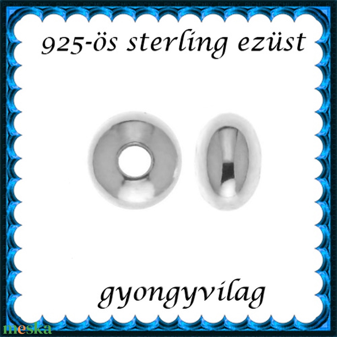 925-ös sterling ezüst ékszerkellék: köztes/gyöngy/díszitőelem EKÖ 09-3  4db/csomag - kellékek & szerszámok - gyöngyfűzés kellékek - fém köztesek - Meska.hu