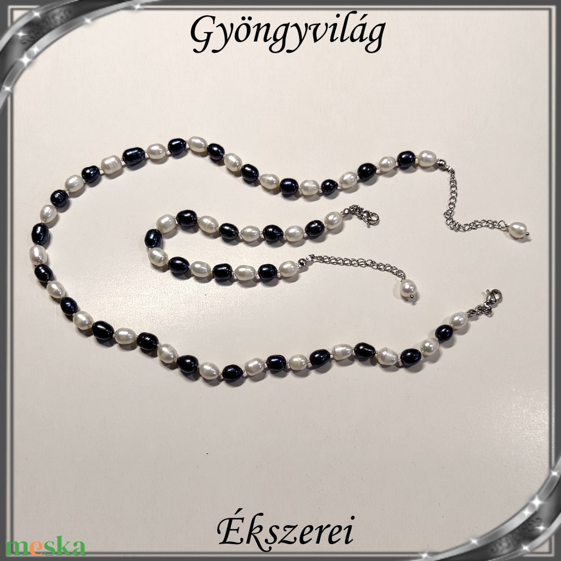Édesvizi igazgyöngy nyaklánc-karkötő szett, nemesacél kapoccsal SSZ-NA-IG01 - ékszer - ékszerszett - Meska.hu Édesvizi igazgyöngy nyaklánc-karkötő szett, nemesacél kapoccsal SSZ-NA-IG01 - ékszer - ékszerszett - Meska.hu