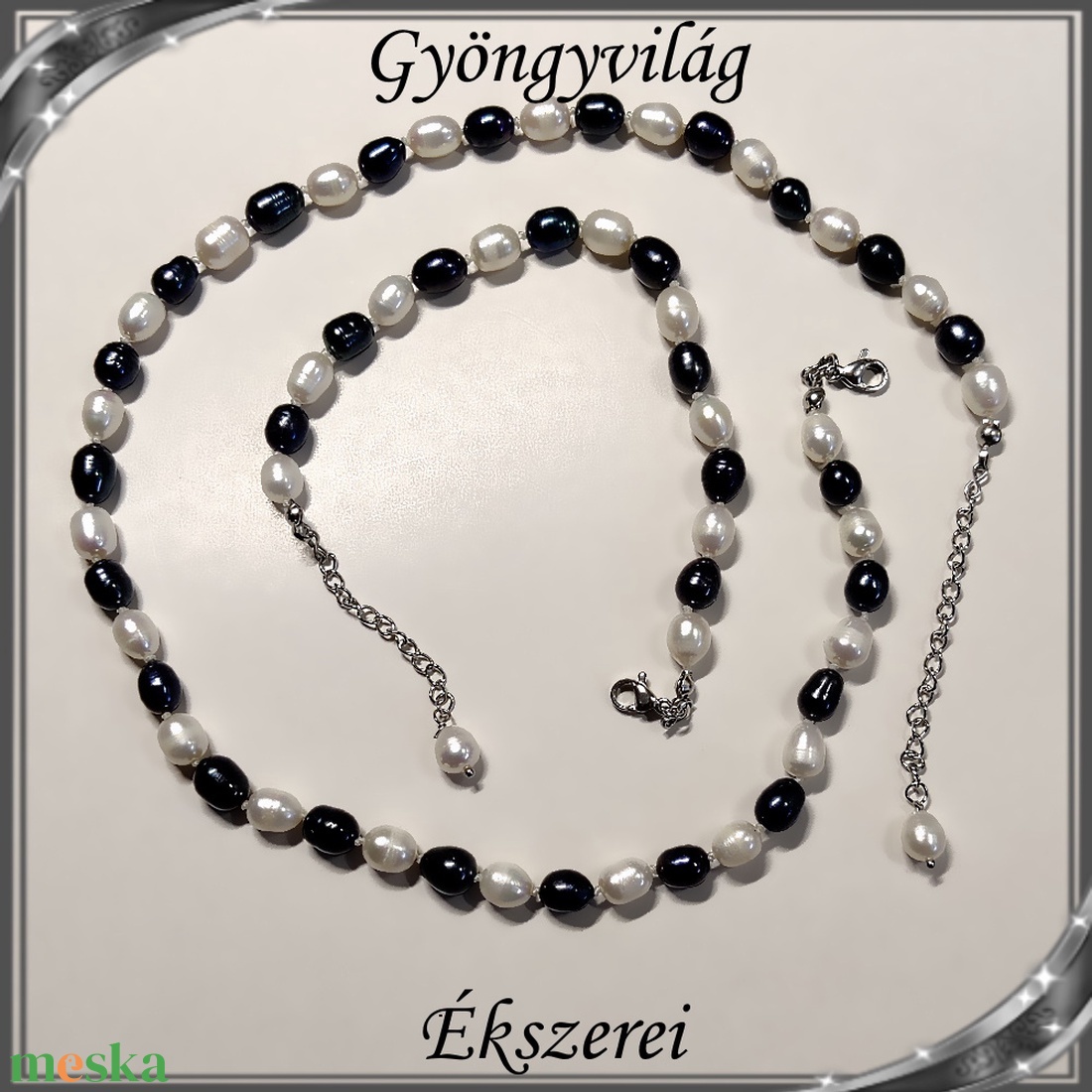 Édesvizi igazgyöngy nyaklánc-karkötő szett, nemesacél kapoccsal SSZ-NA-IG01 - ékszer - ékszerszett - Meska.hu Édesvizi igazgyöngy nyaklánc-karkötő szett, nemesacél kapoccsal SSZ-NA-IG01 - ékszer - ékszerszett - Meska.hu