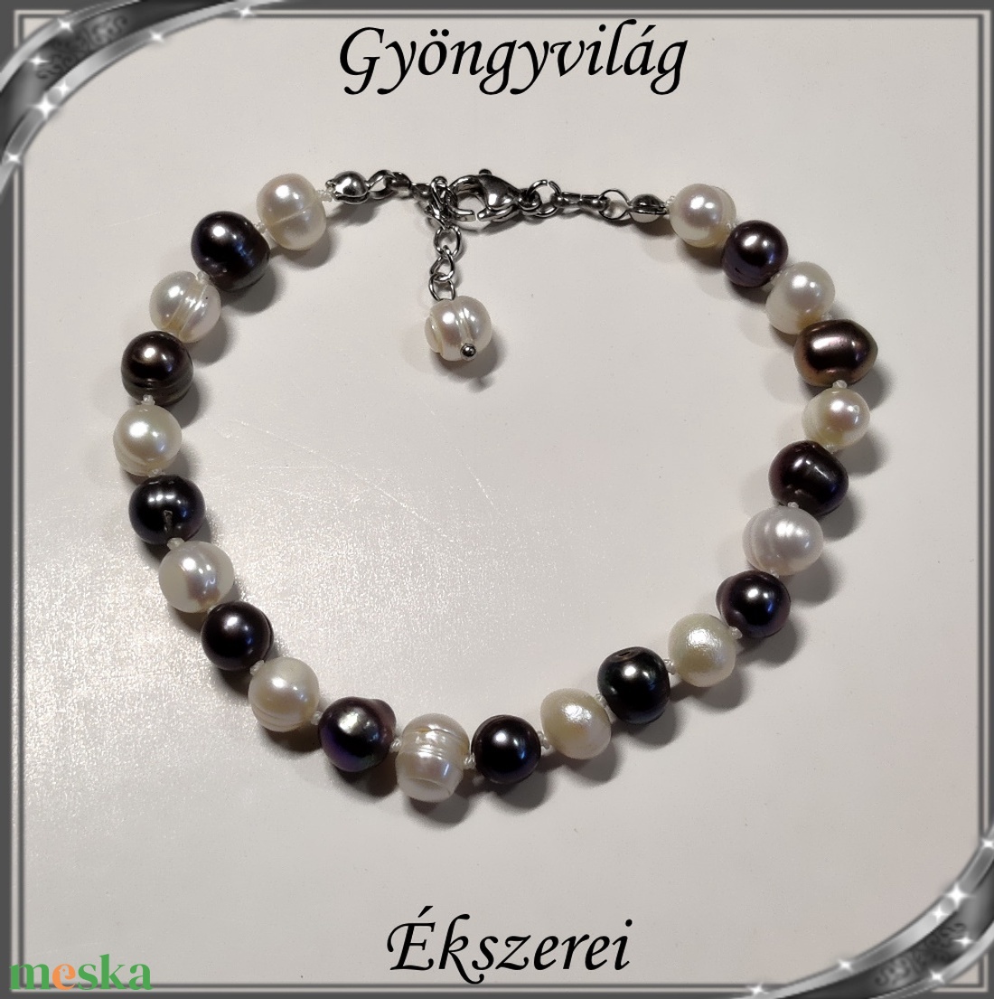 Édesvizi igazgyöngy nyaklánc-karkötő szett, nemesacél kapoccsal SSZ-NA-IG02 - ékszer - ékszerszett - Meska.hu Édesvizi igazgyöngy nyaklánc-karkötő szett, nemesacél kapoccsal SSZ-NA-IG02 - ékszer - ékszerszett - Meska.hu