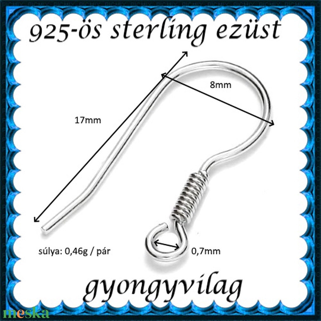 925-ös sterling ezüst ékszerkellék: fülbevalóalap akasztós EFK A 68 - kellékek & szerszámok - ékszerkellék - fülbevaló alap - Meska.hu 925-ös sterling ezüst ékszerkellék: fülbevalóalap akasztós EFK A 68 - kellékek & szerszámok - ékszerkellék - fülbevaló alap - Meska.hu
