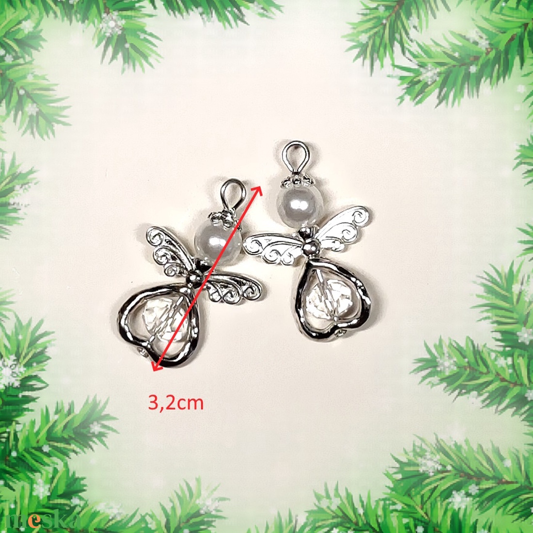 Gyöngyből készített karácsonyi angyalka S-KD03e   2db/csomag - otthon & lakás - dekoráció - dísztárgy - Meska.hu