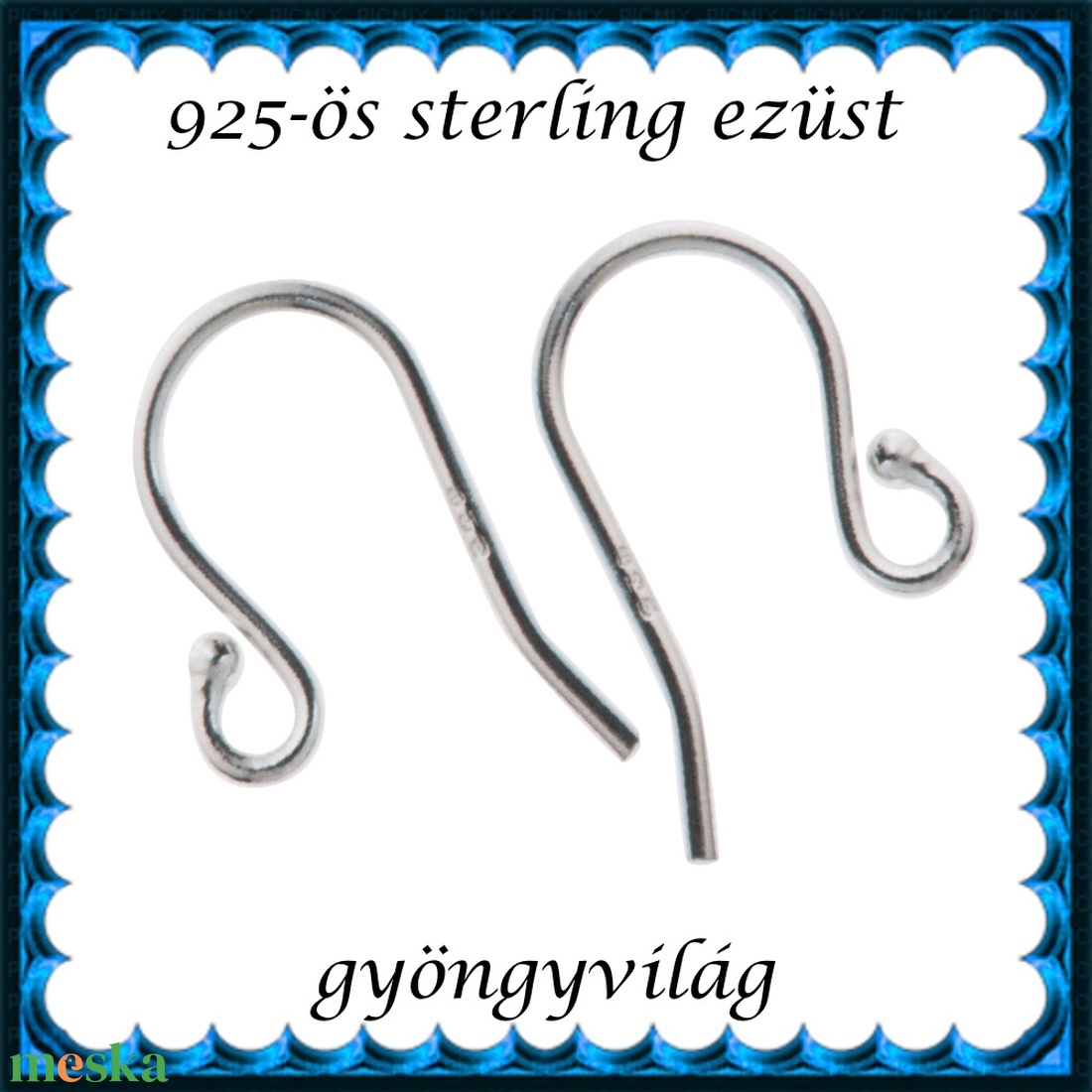  925-ös sterling ezüst ékszerkellék: fülbevalóalap akasztós EFK A 01-4 - kellékek & szerszámok - ékszerkellék - fülbevaló alap - Meska.hu