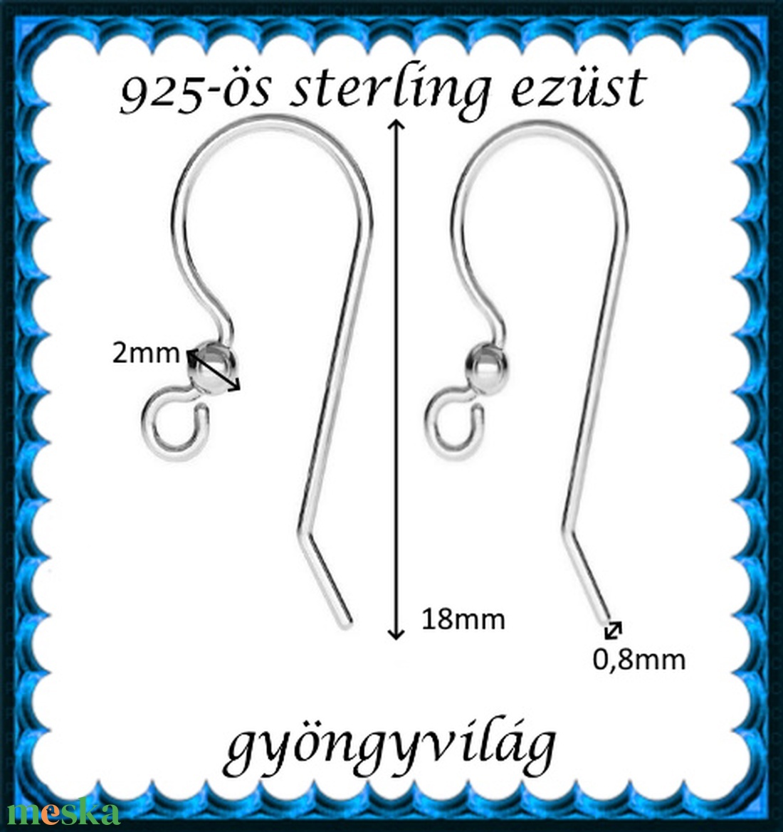 925-ös sterling ezüst ékszerkellék: fülbevaló kapocs, akasztós EFK A 99 - kellékek & szerszámok - ékszerkellék - fülbevaló kapocs - Meska.hu 925-ös sterling ezüst ékszerkellék: fülbevaló kapocs, akasztós EFK A 99 - kellékek & szerszámok - ékszerkellék - fülbevaló kapocs - Meska.hu
