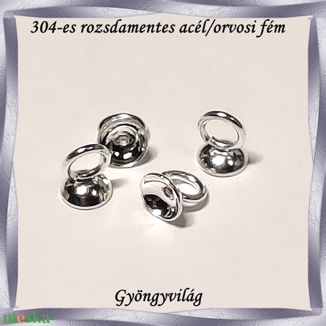 304 Nemes acél ékszerkellék: medálkapocs NAMK 03-4 2db/cs - kellékek & szerszámok - ékszerkellék - medáltartó, medálkapocs - Meska.hu