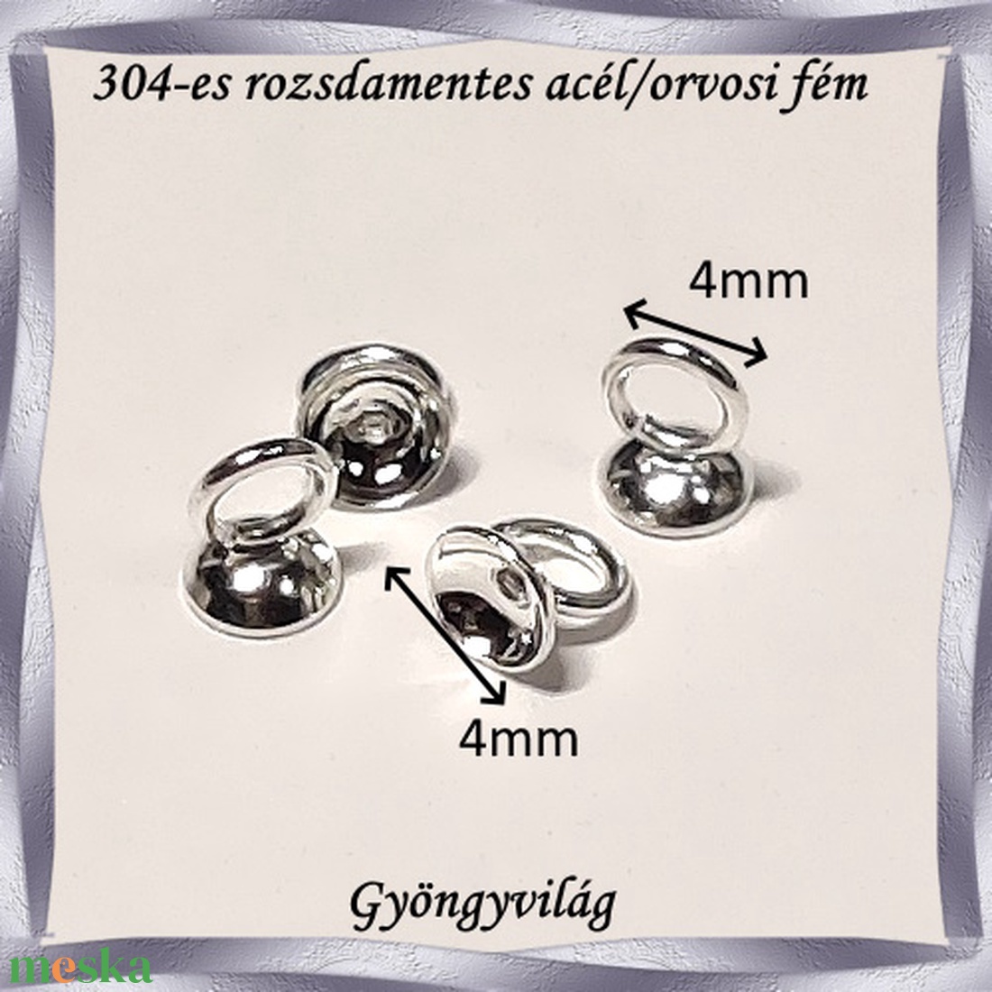 304 Nemes acél ékszerkellék: medálkapocs NAMK 03-4 2db/cs - kellékek & szerszámok - ékszerkellék - medáltartó, medálkapocs - Meska.hu