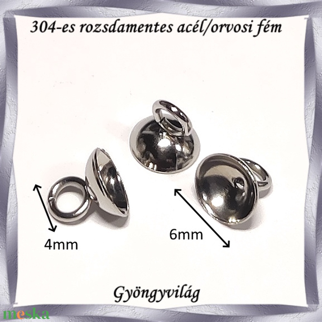 304 Nemes acél ékszerkellék: medálkapocs NAMK 03-6 2db/cs - kellékek & szerszámok - ékszerkellék - medáltartó, medálkapocs - Meska.hu 304 Nemes acél ékszerkellék: medálkapocs NAMK 03-6 2db/cs - kellékek & szerszámok - ékszerkellék - medáltartó, medálkapocs - Meska.hu