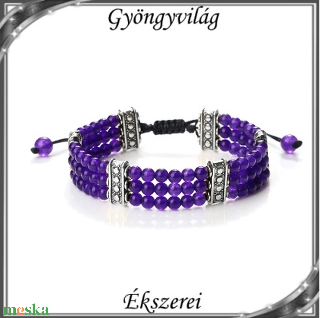 Ásvány  karkötő SKEB-ÁS05-09 Purple Chalcedony - ékszer - karkötő - gyöngyös karkötő - Meska.hu