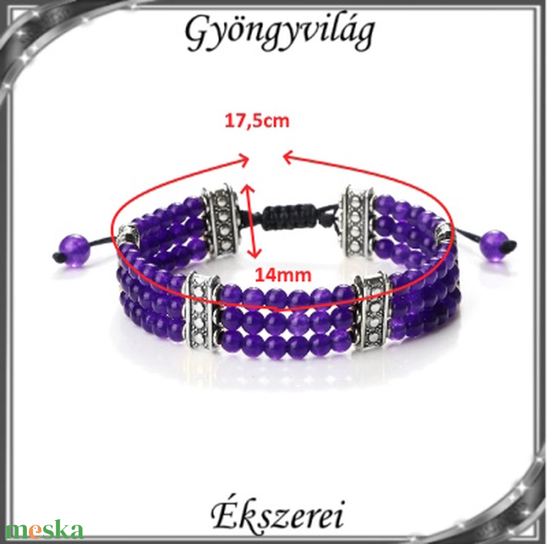 Ásvány  karkötő SKEB-ÁS05-09 Purple Chalcedony - ékszer - karkötő - gyöngyös karkötő - Meska.hu