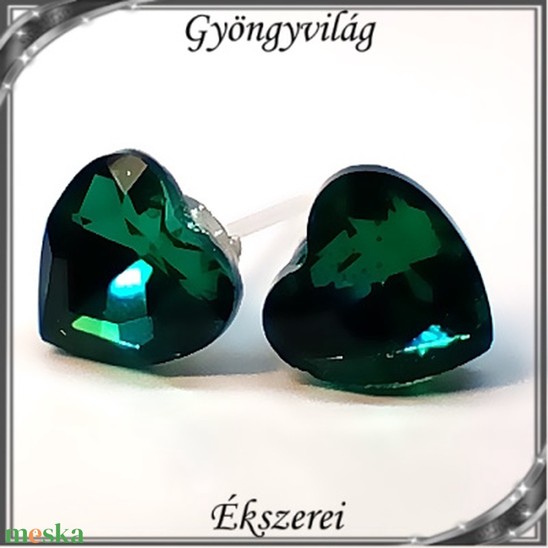 Ékszerek-fülbevalók: szilikon fülbevaló SFSZ-K02-1 kristály szív 8mm-es - ékszer - fülbevaló - pötty fülbevaló - Meska.hu