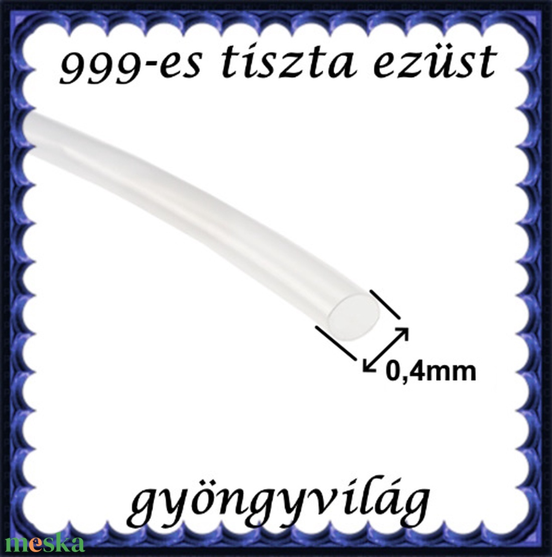 999-es tiszta ezüst ékszerkellék: ezüst huzal 999EH 0,4mm  Soft (lágy) - kellékek & szerszámok - gyöngyfűzés kellékek - egyéb alkatrész - Meska.hu